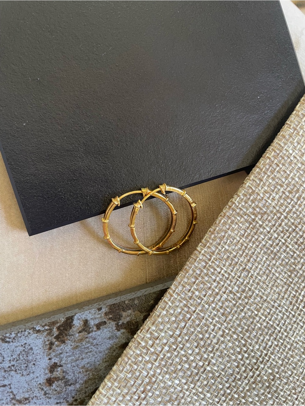 1 inch 925 Sterling silver Bamboo Hoops!! Gold Finish!! - Picture 14 of 14
